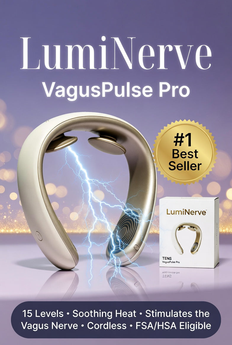 LumiNerve VagusPulse Pro – Electric Neck Massager with Heat | 15-Level Deep Tissue TENS Therapy | Portable Cordless Relief That Stimulates the Vagus Nerve