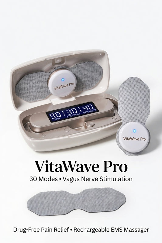 VitaWave Pro Wireless TENS/EMS Massager – 30 Modes Rechargeable Muscle Stimulator with Vagus Nerve Stimulation