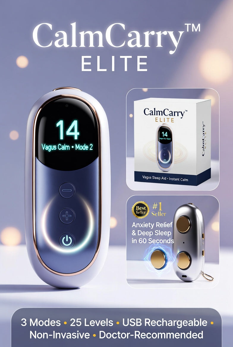 CalmCarry™ Elite Vagus Sleep Aid - Handheld Portable Microcurrent Therapy Device for Anxiety Relief & Insomnia, USB Rechargeable, 3 Modes, 25 Levels