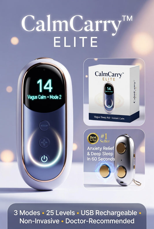 CalmCarry™ Elite Vagus Sleep Aid - Handheld Portable Microcurrent Therapy Device for Anxiety Relief & Insomnia, USB Rechargeable, 3 Modes, 25 Levels